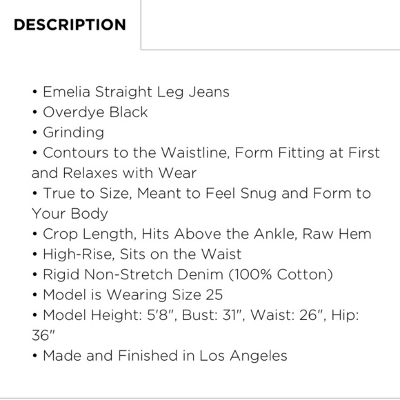 NWT CARMAR Emelia High Rise Black Straight Leg Crop Distressed Jeans Size 30 - Picture 5 of 13